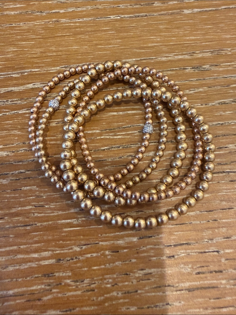 Gold filled  Beaded Stretch Bracelet Set - Elegant Layering